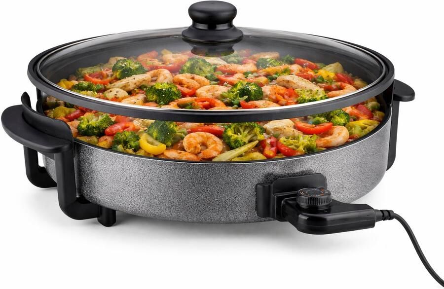 Ferveo Leyya Hoge Elektrische Hapjespan 40cm 1500W Elektrische Pizza Pan Zwart