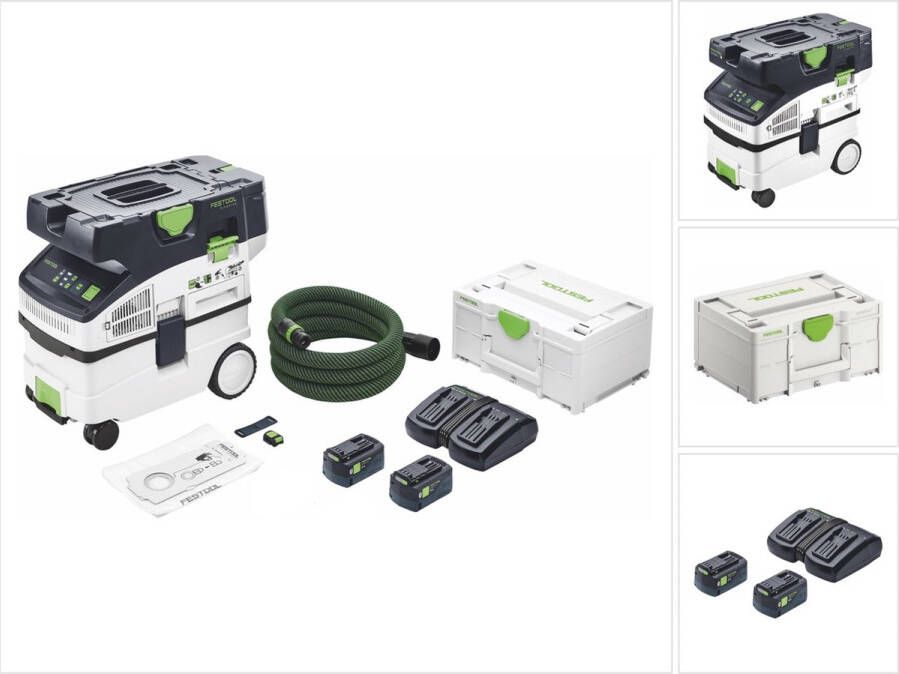 Festool CTLC MIDI I-Basic accu-mobiele afzuigkap 36 V ( 2x 18 V ) stofklasse L + 2x accu 5.0 Ah + lader + systainer