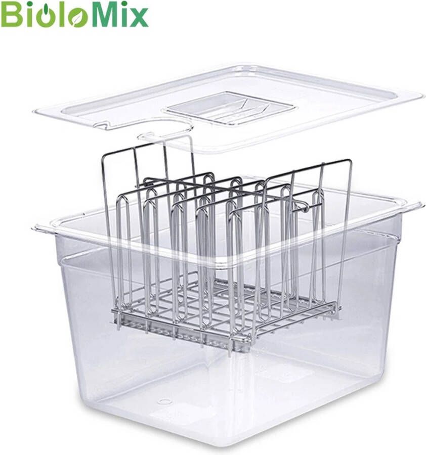 FIBILA RVS Sous Vide Set Sous Vide Rack Sous Vide Container Sous VIde Waterbak Sous Vide Bundel Afneembare Verdelers Roestvrij Staal Vaatwasmachinebestendig Voor Circulators Beige
