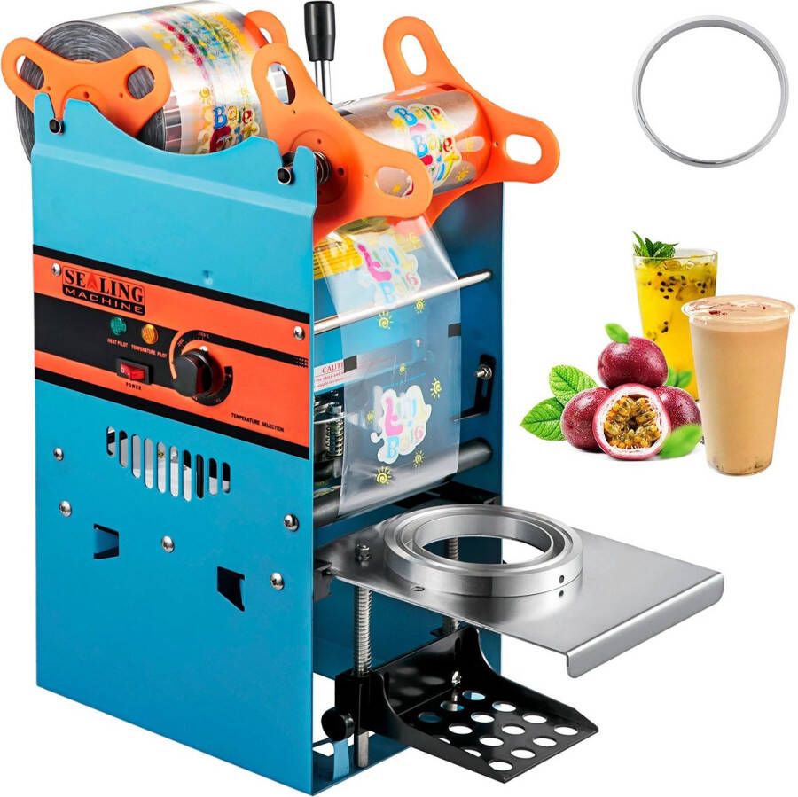 FIBILA Sealer Machine Boba Thee Sealer Apparaat Bekersluitmachine Handmatige Sluitmachine 300-500 Kopjes per Uur Geschikt voor 90 95mm Bekers Duurzaam Koolstofstaal en ABS Ideaal voor Melkthee en Dranken Verpakkingen