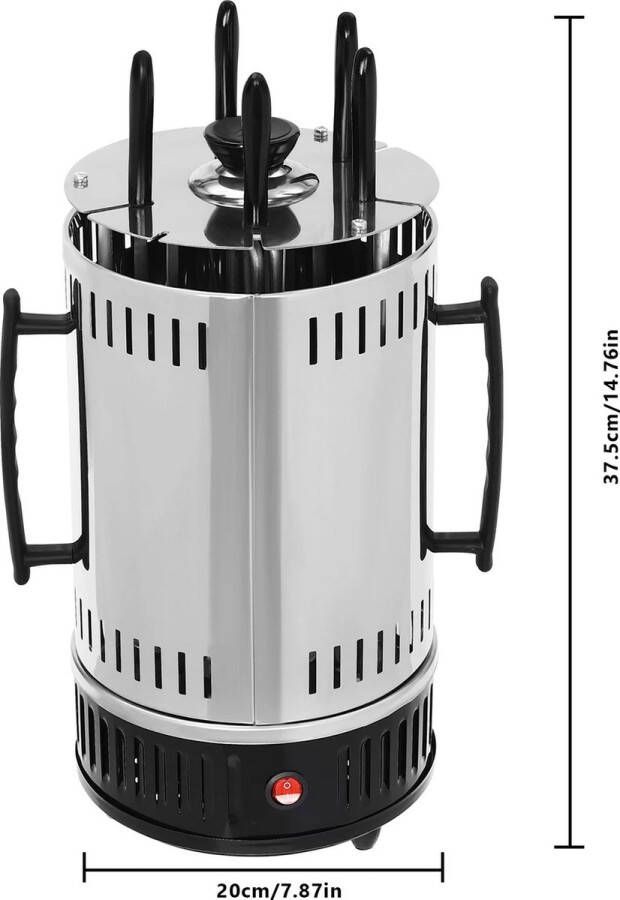 FIBILA Verticale Elektrische Grill Kebab Grill Kippengrill Donergrill Rotisserie Grill Machine 5 6-Vork Roterende Kebab BBQ Oven Roestvrij Staal Elektrisch Smaakvol en Gezond Grillen