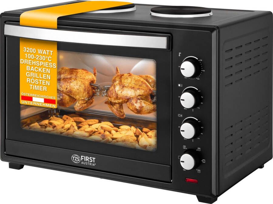 First Austria FA-5045-5 Kookplaat Zwart Draaiknop Roestvrijstaal Gesealde plaat 2 zone(s)