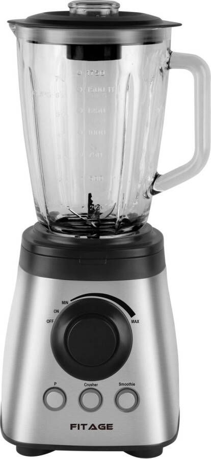 FITAGE Blender Glazen Kan 1.9L Blender Smoothie Maker gehard Glas Keukenblender 1200W Vaatwasser bestendig RVS - Foto 3