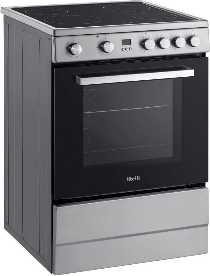 Fitelli FI6001RVS Inductie Fornuis Vrijstaand 60 cm – Boosterfunctie – met Heteluchtoven – RVS-2 fase