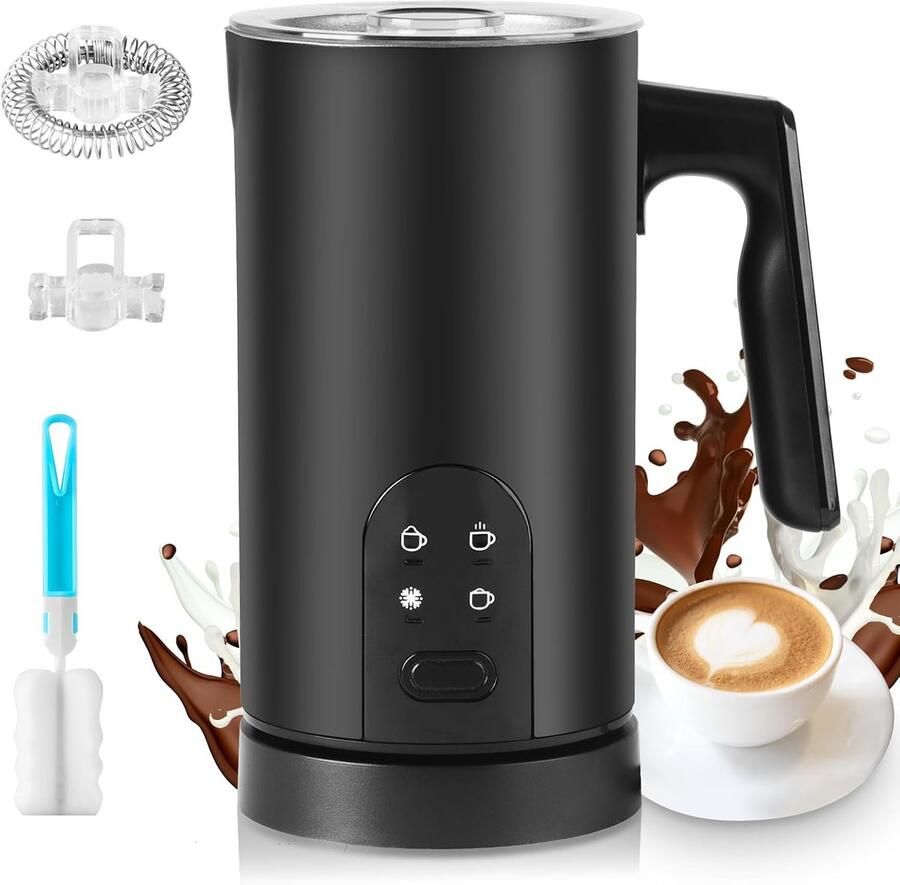 FLITI 4-in-1 elektrische melkopschuimer 350 ml warm en koud opschuimen voor koffie latte en cappuccino melkopschuimer voor koffieliefhebbers zilverkleurig 350 ml 1 stuk