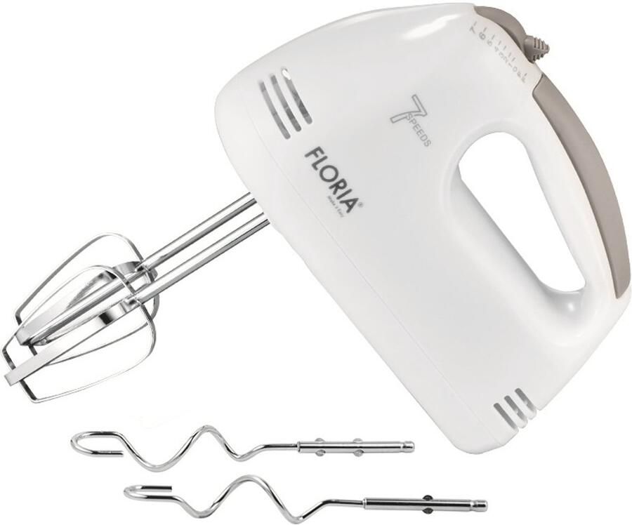 Floria Handmixer ZLN7565 – 150W – 7 Snelheden – Inclusief Gardes & Deeghaken – Wit