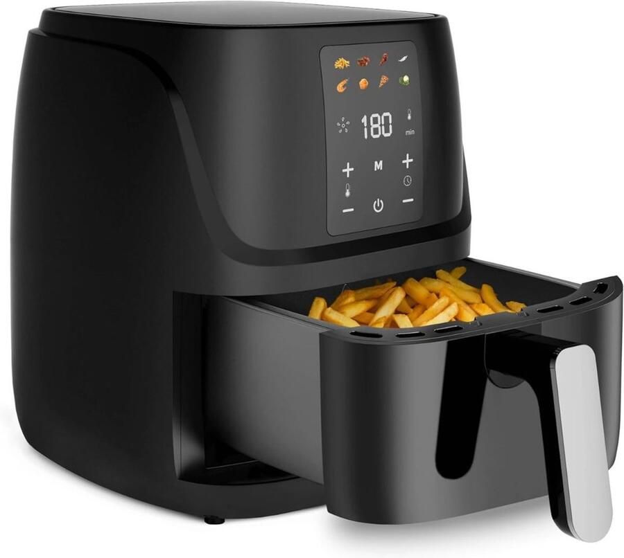 RONN Airfryer XXL Mini-oven Heteluchtfriteuse 3L 8 Programma's Zwart 33cm x 31cm x 25cm