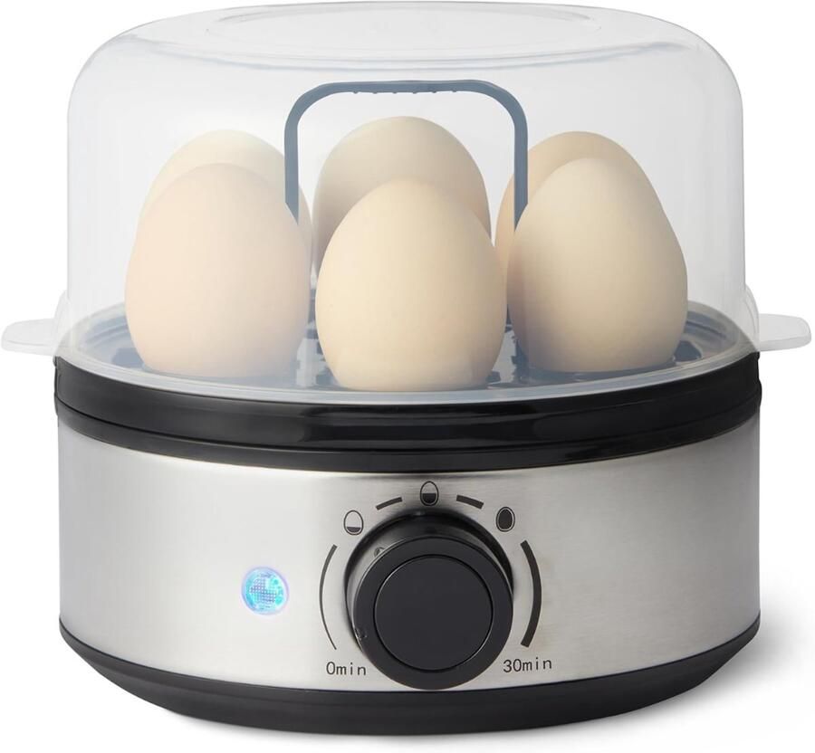 Florixa Eierkoker electrisch Eierkoker met timer Zwart Antraciet -‎19cm x 19cm x 16cm