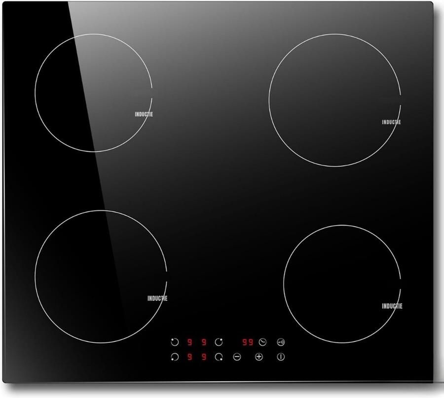 Florixa Elektrische Kookplaat 4 Pits Elektrische Fornuis Elektrische Kookplaat Vrijstaand 4 Kookplaten 60 cm Kinderslot Zwart -‎ 59cm x 52cm x 5cm