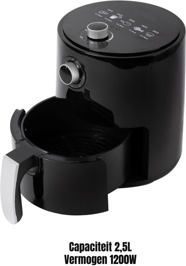 Florixa Mini airfryer Airfryer klein Zwart ‎27cm x 27cm x 32cm