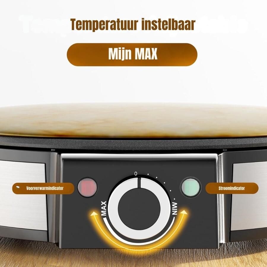Florixa Pannenkoekenmaker Pancake maker Pannenkoek Zwart Zilver 36cm x 33cm x 10cm