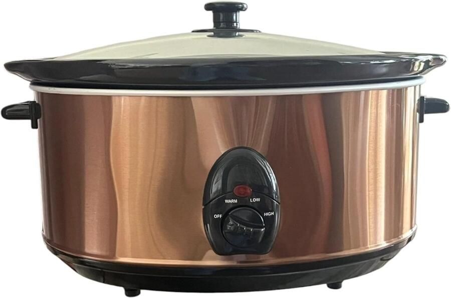 Florixa Slowcooker met Timer Crockpot Stoompan Uitneembare Binnenpan Koper- 34cm x 44cm x 25cm