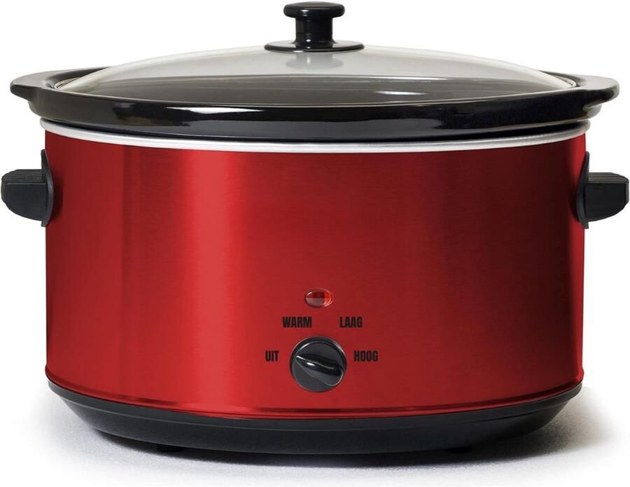 Florixa Slowcooker met timer Slowcooker Crockpot Rood- 42cm x 26cm x 30cm