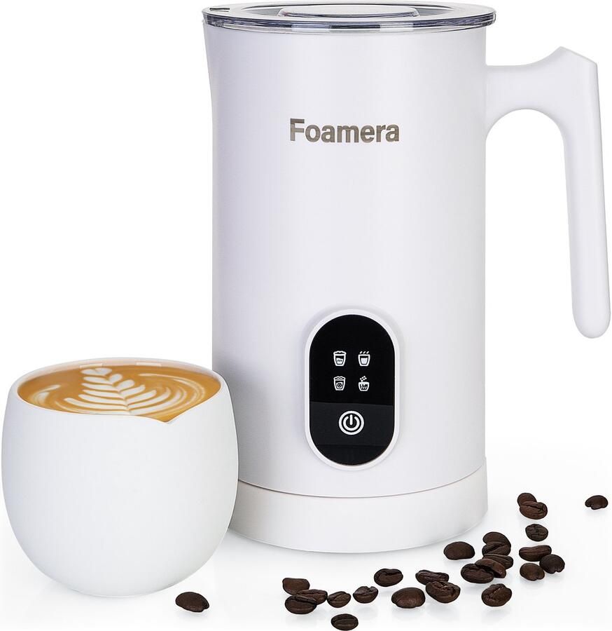 Foamera Elektrische Melkopschuimer 4 in 1 Warm Koud Melk Opschuimen 350ML Wit