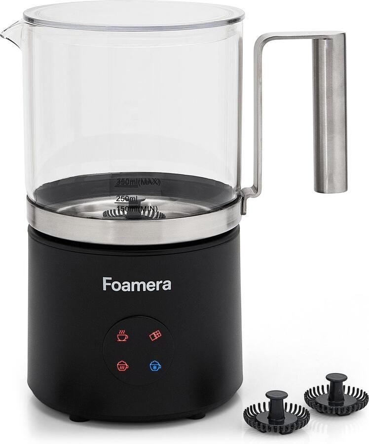 Foamera Glazen Melkopschuimer – Elektrische Melkopschuimer – PFAS-vrij – 4-in-1 – 500ML – Vaatwasserbestendig – Zwart