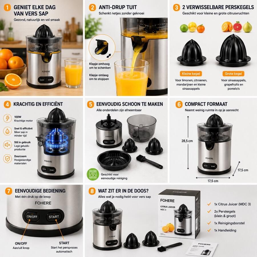 FOHERE Citrus Juicer Model MDC 3 Elektrische citruspers