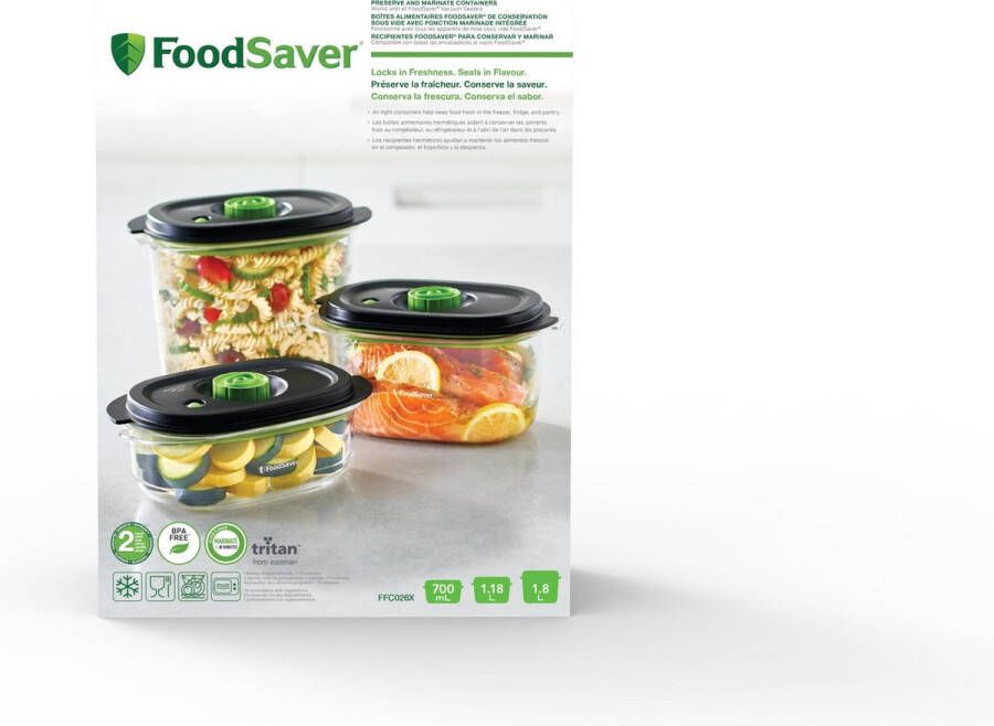 Foodsaver Fresh 2.0 Vershouddozen 3 Stuks 700 ml 1.2 liter en 1.8 liter - Foto 2