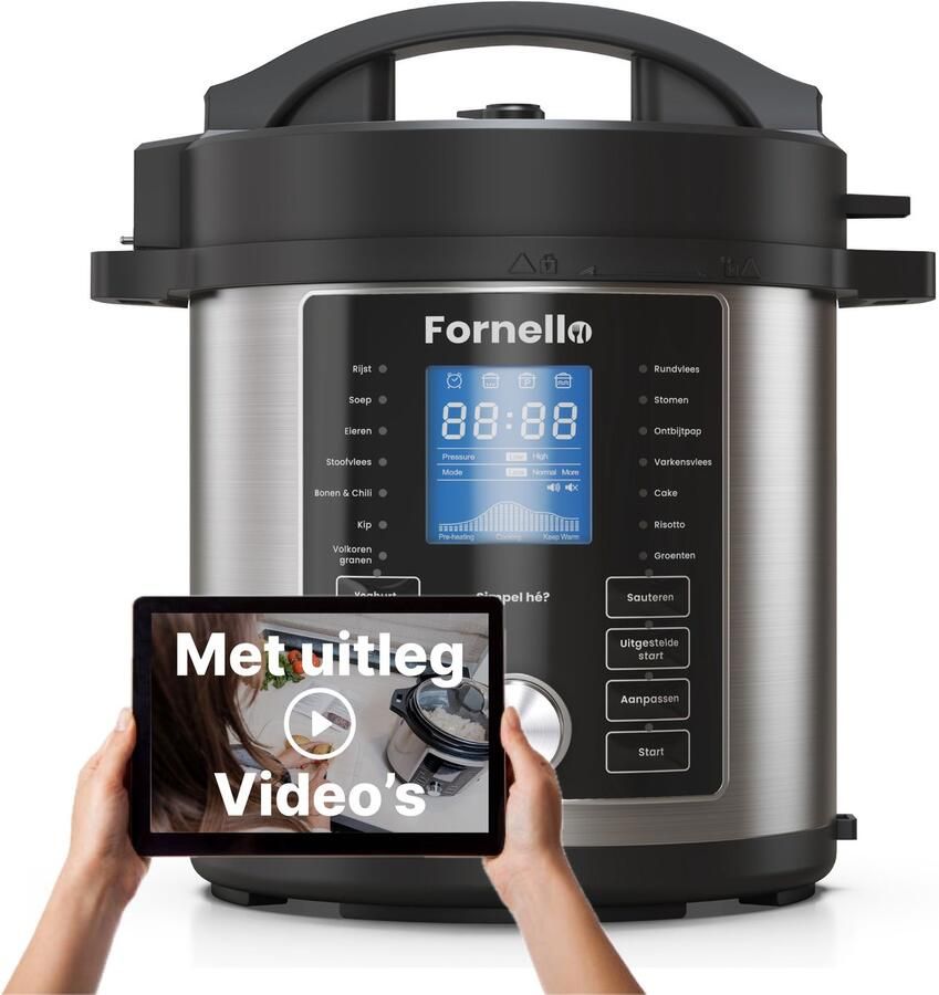 Fornello Multicooker 6L Keramisch Rijstkoker met stomer Slowcooker met timer Rice Cooker