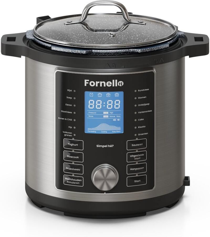 Fornello Slowcooker met timer Inc. Uitlegvideo's PFAS vrij Keramische bakpan - Foto 2