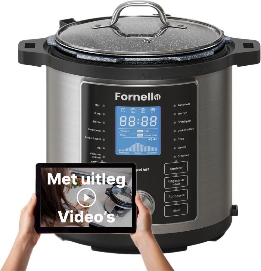 Fornello Supremo 6L Multicooker Rijstkoker met stomer Pressure Cooker Rice Cooker