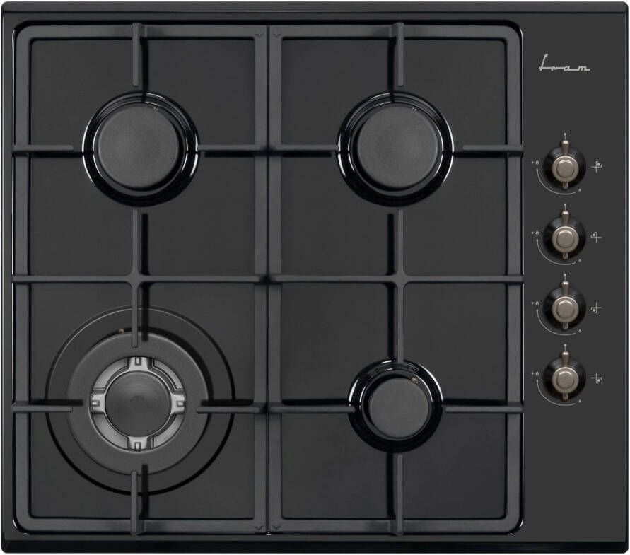 Fram FBH-V4IWF-RBK Inbouw Gaskookplaat – 60 cm – 4 Branders – Wok – Elektronische Ontsteking – Vlambeveiliging – Retro Design – 5 Jaar Garantie – Victoria Grijs Glas