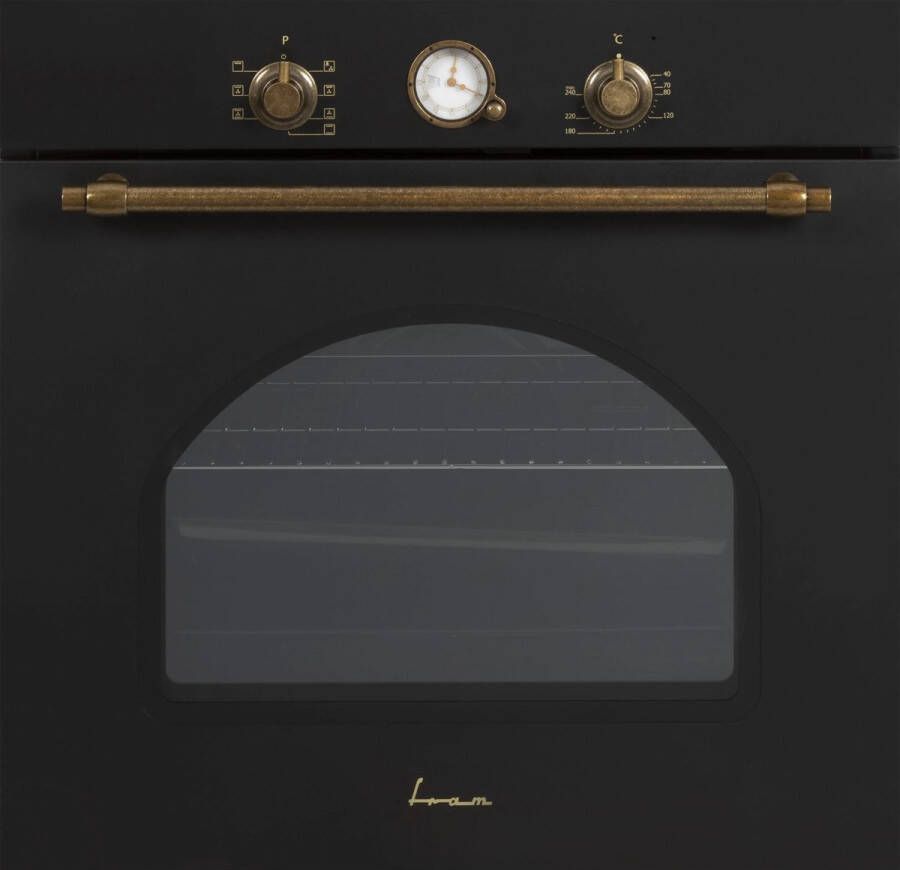 Fram FBO-S607GCAR-RBK – Inbouw Oven – 60 L – 7 kookfuncties – Retro design – Analoge timer – Grillfunctie – Energieklasse A – 5 Jaar Garantie – Zwart