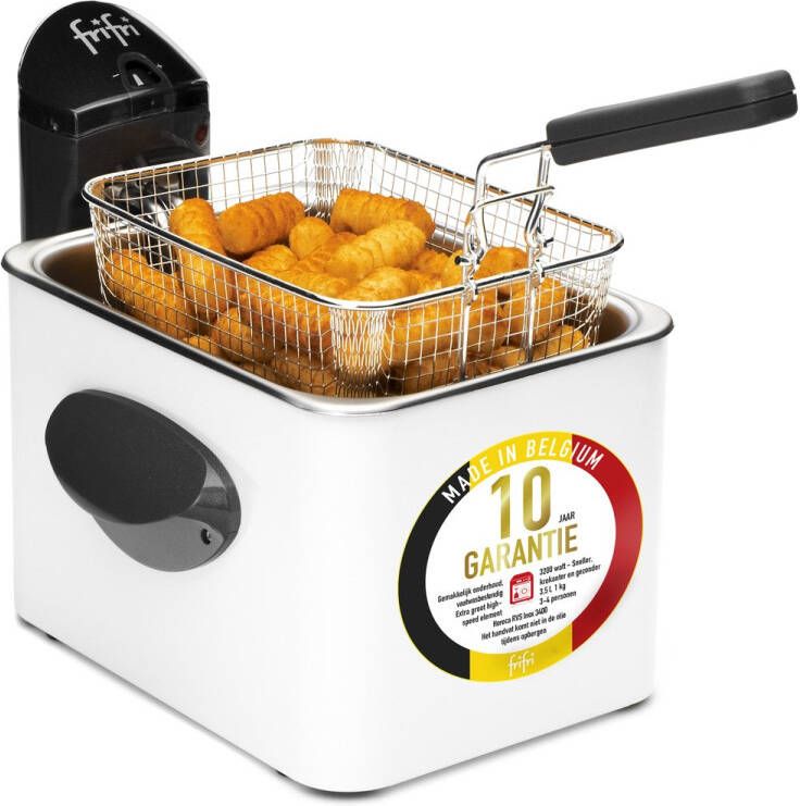 FriFri 1905B DuoFil Frituurpan friteuse 3.5 liter koude zone 3200 Watt Koolstof geur- & vetfilter 1 kg friet 10 jaar garantie