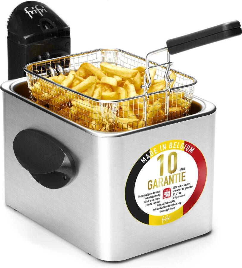 FriFri 5828 DuoG&V Frituurpan friteuse 3 5 liter 3200W Koolstof geur- en vetfilter 1 kg friet RVS 10 jaar garantie