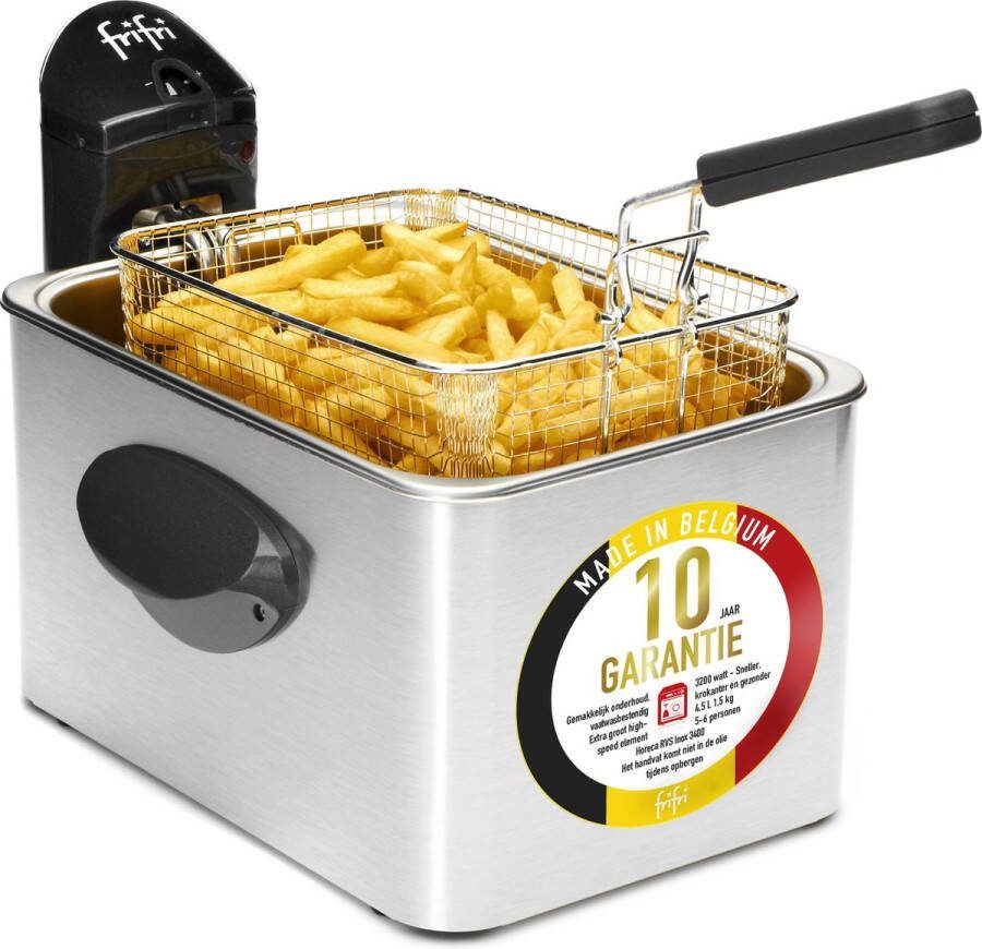 FriFri Expert Duofil F5848DUO Frituurpan 4 5L 3200W DUOFIL Anti-Geur & Anti-Vet Filter Geborsteld Aluminium Koude Zone Made in Belgium