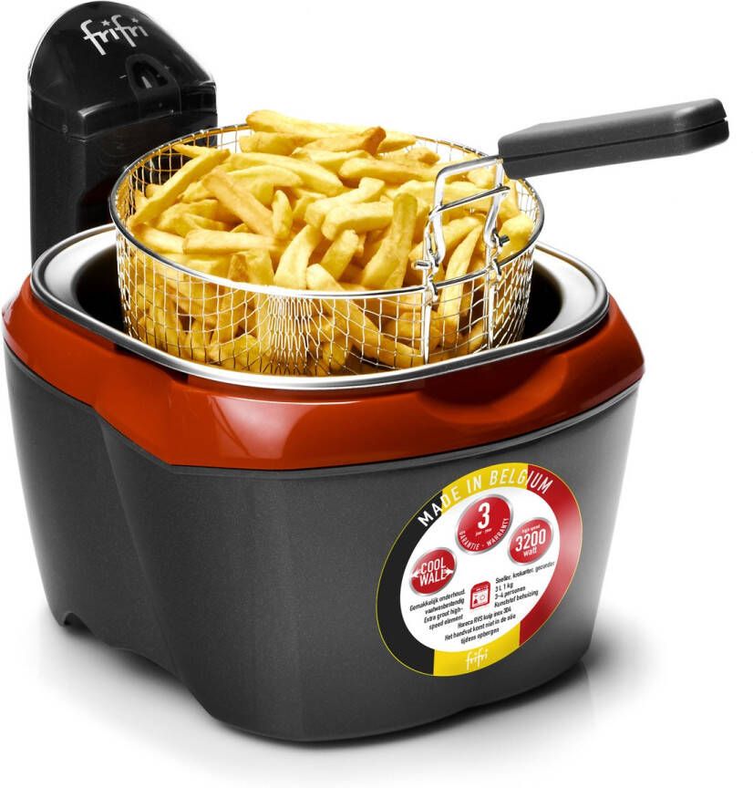 FriFri F918RR2 Duo Frituurpan friteuse 3 liter koude zone 3200 Watt Koolstof geur- & vetfilter 1 kg friet 3 jaar garantie