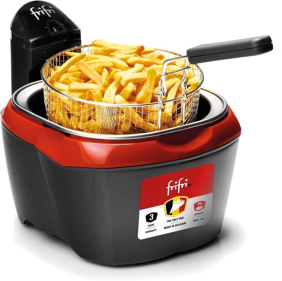 FriFri 918RR HSC1200 High Speed 3200 Watt koude zone cool wall 3L friteuse met XL ronde mand rood zwart - Foto 1