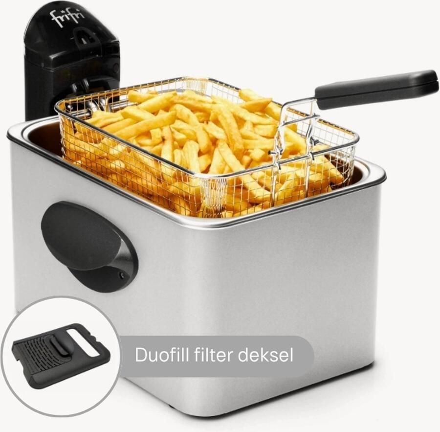 FriFri Expert Duofil F1905DUO Frituurpan 3 5L 3200W DUOFIL Anti-Geur-Vet Filter Metalen Behuizing Koude Zone Made in Belgium