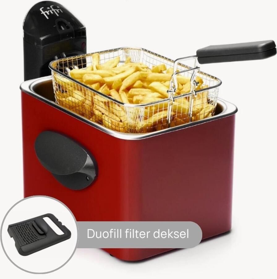 FriFri Expert Duofil F1905RDUO Frituurpan 3 5L 3200W DUOFIL Anti-Geur-Vet Filter Metalen Behuizing Koude Zone Made in Belgium