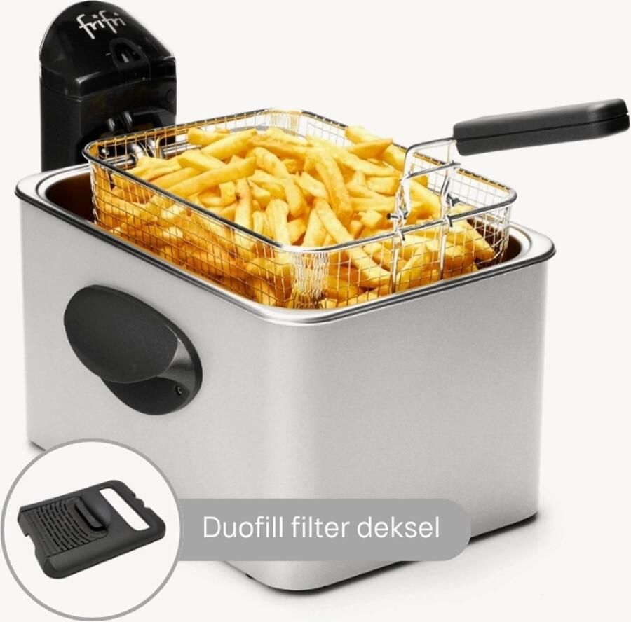 FriFri Expert Duofil F1948DUO Frituurpan 4 5L 3200W DUOFIL Anti-Geur-Vet Filter Voor max 1.5 kg Friet Koude Zone Made in Belgium