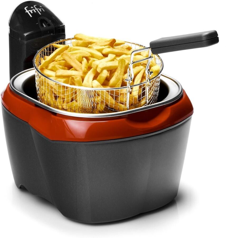 FriFri Frituurpan 3L Initiation F918RR2 3200W Koude Zone Technologie RVS Kuip Voor 1kg Friet Antraciet met rood 3 Jaar Garantie