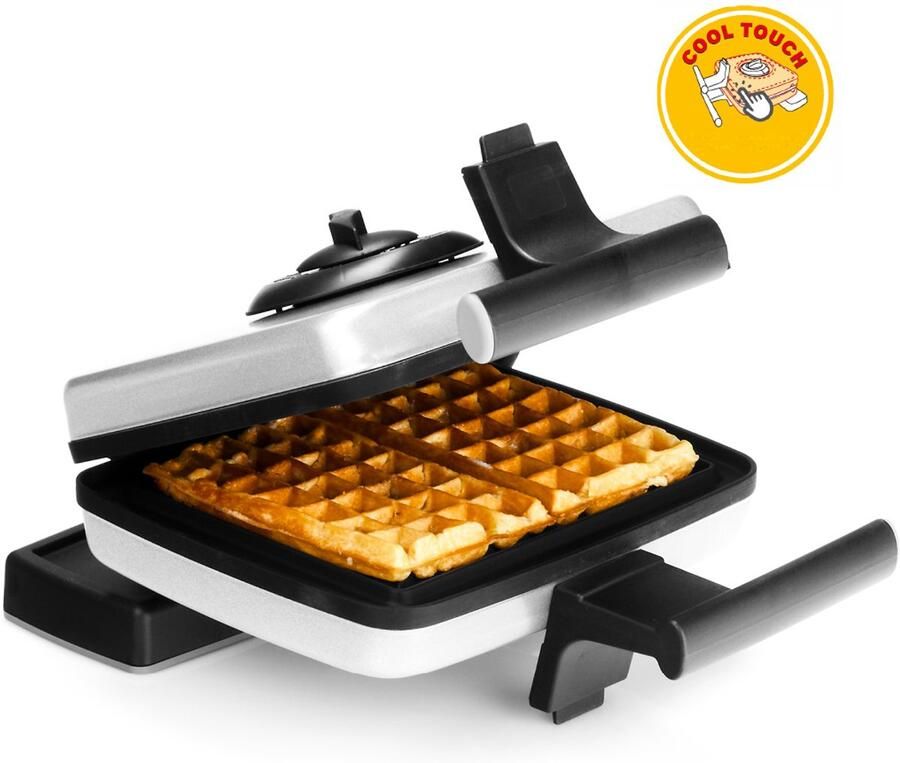 FriFri WA102A Cool Touch Wafelijzer Inclusief platen voor 4 x 7 Traditionele Wafels 1200W Verwisselbare Platen 180° Rotatie Cool Touch Veiligheid 2 Jaar Garantie