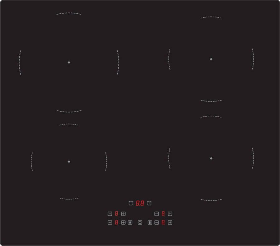 Frilec KOLN601B-3 Inbouw inductie kookplaat 4 Kookzones Touch control Zwart