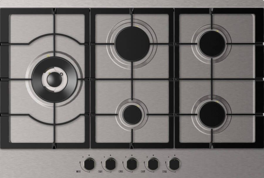 Frilec KÖLN775.1STX Inbouwkookplaat Gas Grijs 5 zones 5 Jaar garantie