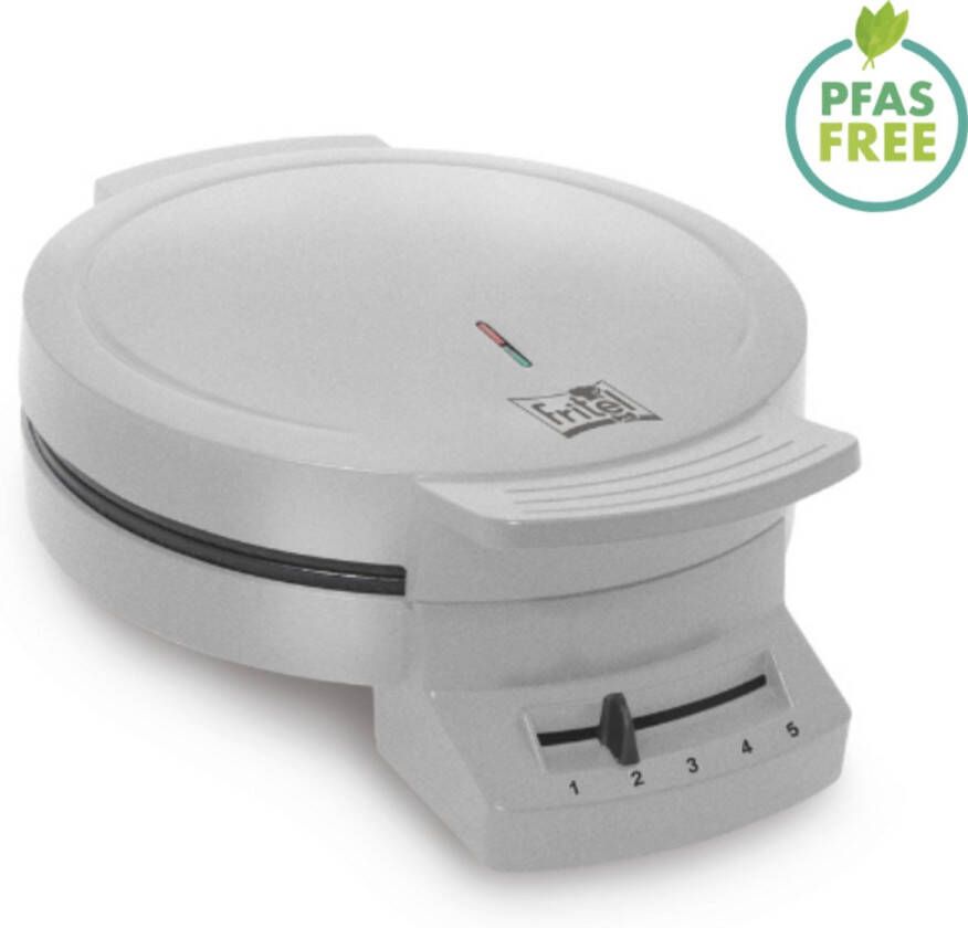 Fritel A204 Hartjeswafelijzer – Wafelbakker Wafelpers – Zilver – Diameter 20 cm – Vaste bakplaten – Regelbare thermostaat – Antikleeflaag – 1200W