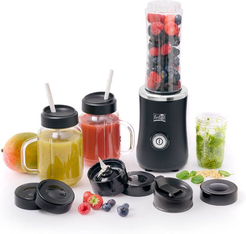 Fritel Blend & go BG 2310 Blender set Smoothie Maker Blender To Go 500W 0 3L 0 6L 0 6L 4 Bekers 14 Stuks