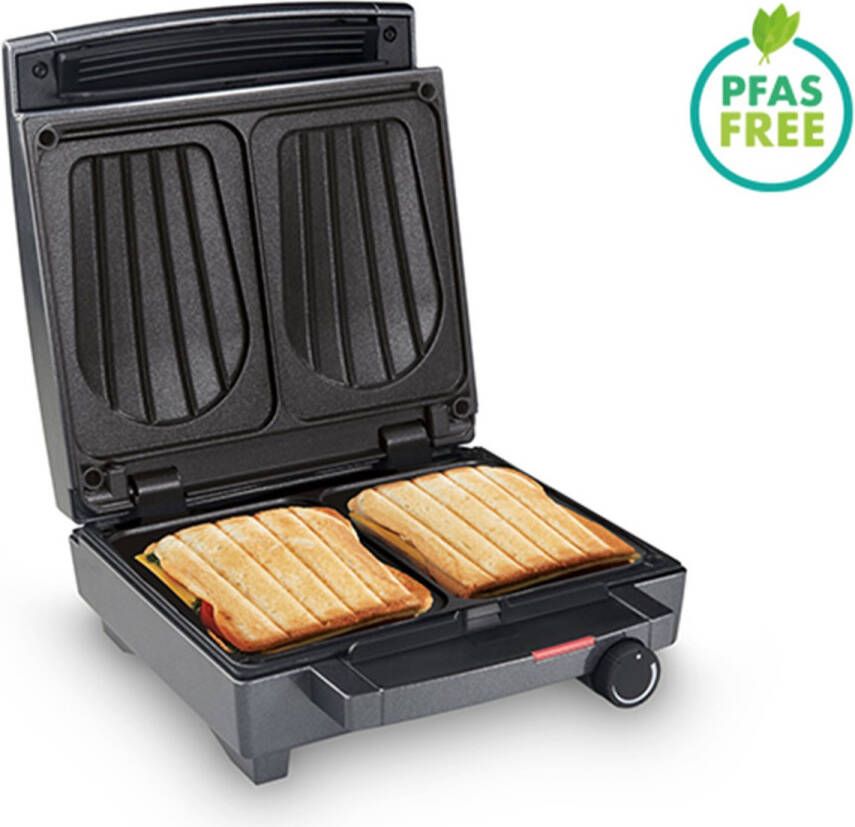 Fritel Croquemachine SW 1451 Tosti-apparaat Croque Monsieur Machine 22x29cm 1400W 2XL Croques Vaste platen Verticale opberging PFAS-vrij