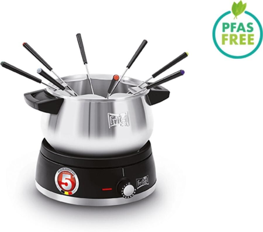 Fritel Fondue F0 2580 Elektrische Fonduepan Kaasfondue Chocoladefondue 1 5L 1500W PFAS-vrij 2 tot 8 Pers.+ 8 Fonduevorkjes