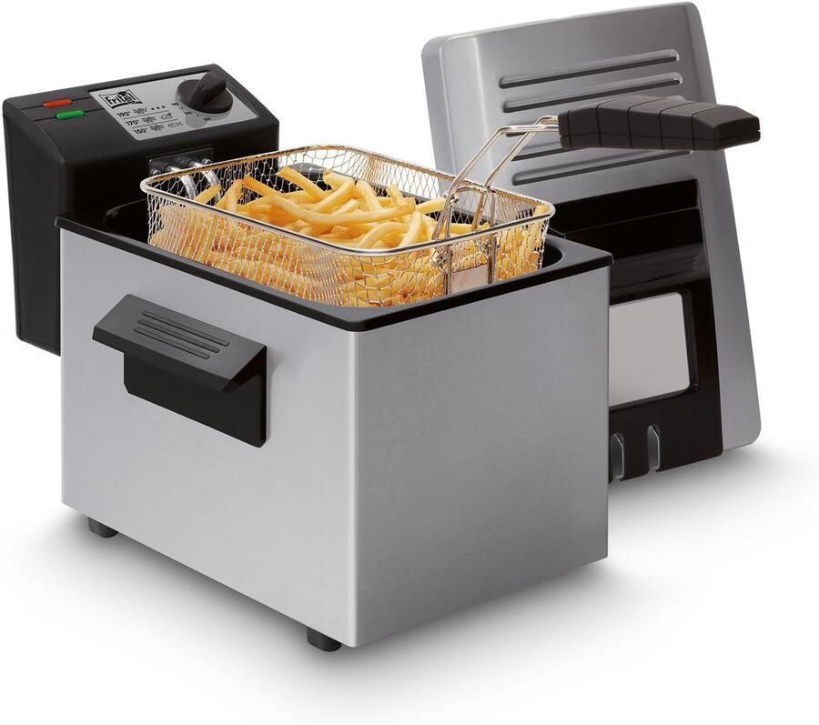 Fritel Frituurpan A107 Frietketel met Filterdeksel Friteuse Koude Zone 3-5 Pers. Frituurketel met Kijkvenster 2400W 4L