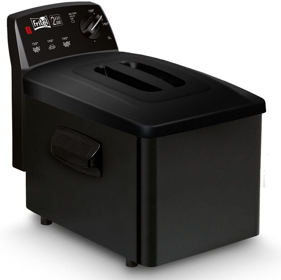 Fritel Frituurpan Turbo SF 4151 Frietketel met Antistofdeksel Friteuse voor Olie + Vast Vet 2-4 pers. Frituurketel 2400W 3L Zwart