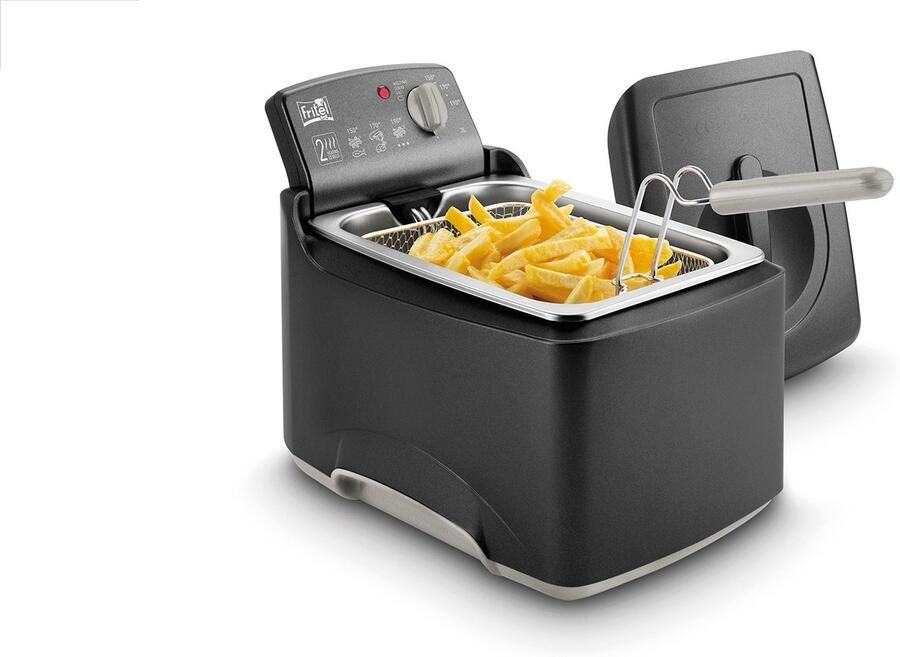 Fritel Frituurpan Turbo SF 4176 Frietketel met Antistofdeksel Friteuse voor Olie + Vast Vet 2-4 pers. Frituurketel 2300W 3L Mat Zwart - Foto 2