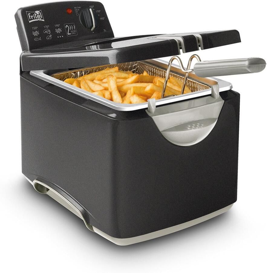 Fritel Frituurpan Turbo SF 4179 Frietketel met Filterdeksel Friteuse voor Olie + Vast Vet 2-4 pers. Frituurketel met Kijkvenster 2400W 3L