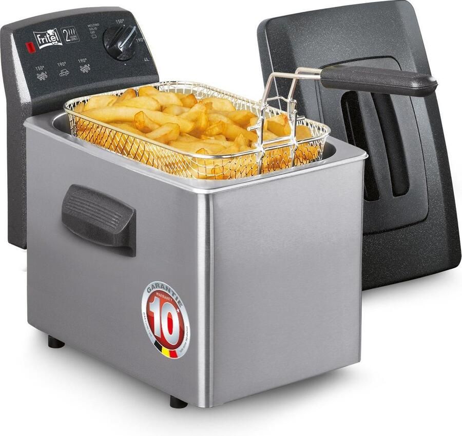 Fritel Frituurpan Turbo SF 4350 Frietketel met Antistofdeksel Friteuse voor Olie + Vast Vet 3-5 pers. Frituurketel 2800W 4L