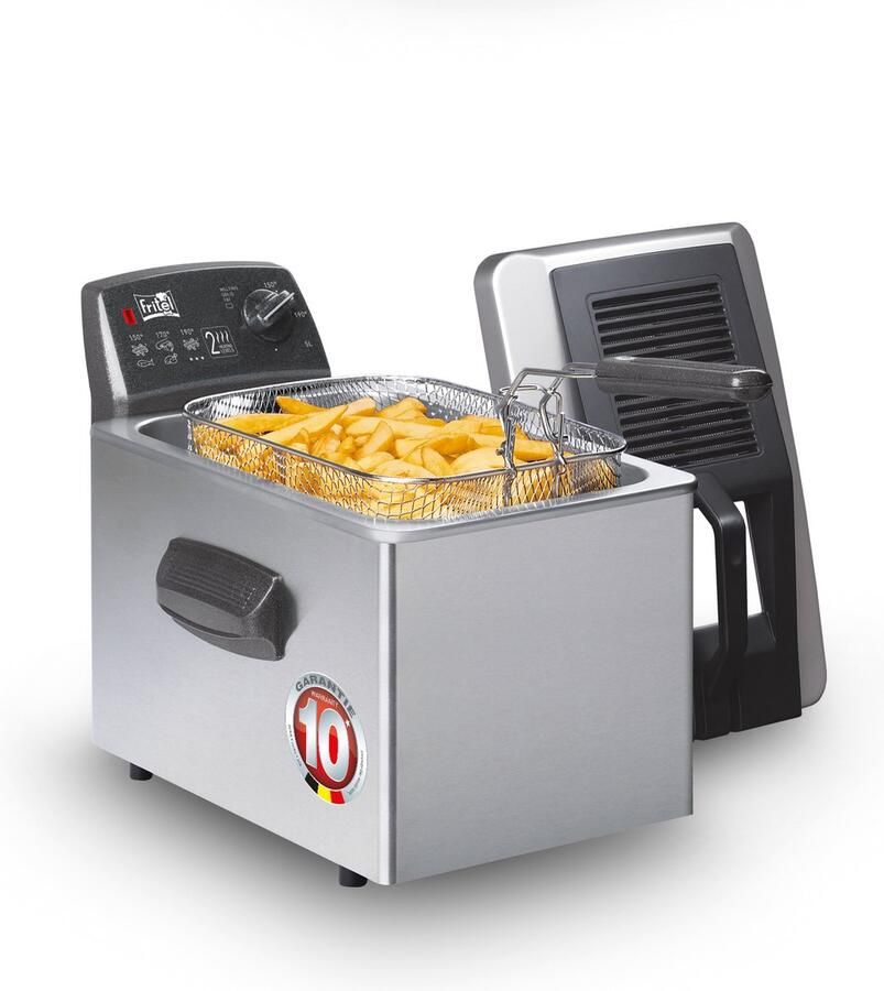 Fritel Frituurpan Turbo SF 4571 Frietketel met Filterdeksel Friteuse voor Olie + Vast Vet 5 pers. Frituurketel met Kijkvenster 3200W 5L