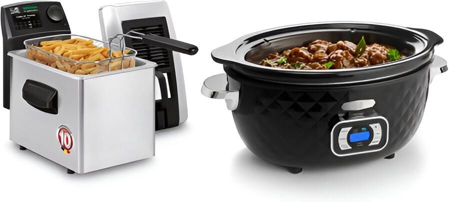 Fritel Frytastic 5371 Frituurpan + Slowcooker SC2395 Friteuse Stoofvlees Friet
