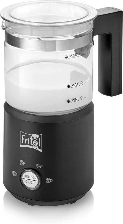 Fritel MF 1550 Melkschuimer – Elektrische Melkopschuimer met Glazen Kan – Warm & Koud Opschuimen – 500 ml – Geschikt voor Plantaardige Melk – Zwart